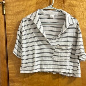 Together Striped Crop Top - White and Black